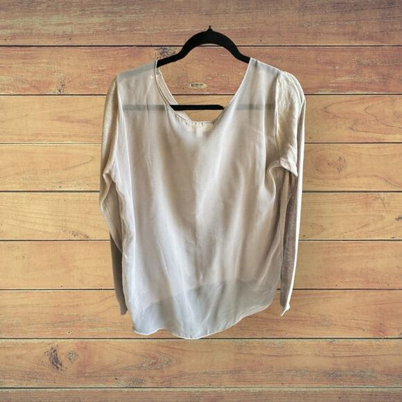 MM Couture taupe lightweight sweater with sheer back - Picture 3 of 7